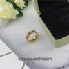 High End jewelry rings for vancleff womens V Gold Plated CNC Quality Lucky Grass Signature Ring for Womens Kaleidoscope Ball Original 1:1 With Real Logo