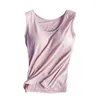 Damestanks Dames Top Comfortabele yoga-tank met ingebouwde bh-pads voor rekbare sportfitness Huiskleding Vest Solid Colors Workout