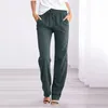 Pantaloni da donna in vita dritta solida e lunghe donne pantaloni cotone elastici casual elastico pantalone