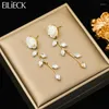 Dangle Earrings EILIECK 316L Stainless Steel Flower Zircon Crystal Charm For Women Fashion Ear Drop Jewelry Gift Party