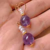 Dangle Earrings Natural Round Purple Chalcedony Pearl Beads Gold Ear Hook Children Chandelier Formal Women Casual Diamond Teens Wedding