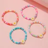 Charm Bracelets 4Pcs/set Handmade Stretch Flower Pendant Bracelet For Teens Girls Kids Party Birthday Jewelry Gift