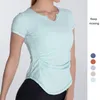 Camisas ativas Al Tops de manga curta Mulheres V-Slim Fit Sports Fitness T-shirt Outdoor Running Rasting Secying Yoga