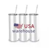Expédition gratuite USA / CA stockée 20oz de gobelet de sublimation vierge tasses isolées avec couvercle en plastique et paille pour imprimé chaud tasse en acier inoxydable JN02