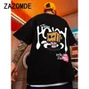 Men's T Shirts ZAZOMDE Paper Bag Man Print Tshirt Women Men Cotton Summer High Quanlity Harajuku O-neck Tops Unisex Oversized Streetwear