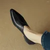 Casual Shoes 2024 Women's Boat Pointed Toe Vintage Flats Black Loafers Comfortable Soft Leather For Female Plus Size Autumn