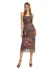 Casual Dresses Women Y2k Floral Print Spaghetti Strap Maxi Dress Sexig backless bodycon Long See Through Cocktail Party Eesthetic