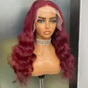 Wholesale Malaysian 10A Grade Peruvian Brazilian Wine Red Body Wave 13x4 Transparent Lace Frontal Wig 20 Inch 100% Virgin Remy Human Hair On Sale