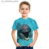 T-shirts 2023 Childrens T-shirts Meninos e meninas Childrens Dinosaur Shirts Childrens Cartoon T-shirts Top Top Modyable Shorts Q240418