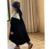 Vestidos de menina 2024 Autumn Kids Girls Princess Dress Crianças roupas de algodão Baby Lace Collar Patchwork #7541