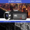 Caméra 4K avec vision nocturne infrarouge, appareil photo numérique WiFi pour l'enregistrement, écran tactile de 3 pouces, zoom numérique 18x, adapté à YouTuber, télécommande, microphone.