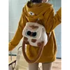 Deeptown Kawaii Zip Up Hoodies Kvinnor överdimensionerade japansk tjej preppy stil söt björn tröjor söta lolita broderade toppar 240403