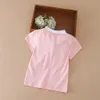 3-12 Age Girls Polo Summer Kids Short Sleeve Thirts Therts Down Downlow Collar Clothing Baby Cotton Tops 240418