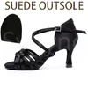 Tanzschuhe Syflyno PU Leder Satin Frauen lateinische soziale Rumba Cha National Soft Soled High Heel Sandalen