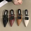 Sandaler Kvinnor Flat Pointed Toe Slip på skor för kvinnlig sommar Mary Janes Woman Flats Cover Sandalia Feminina Black 1820n