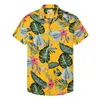 قميص رجال من طية صجر غير رسمية طباعة قمصان زهرة هاواي رقيقة طباعة قمصان الأزهار الأعلى