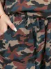 Pantaloni da donna a due pezzi Trendy Cool Color Contrast Cool Camouflage con cappuccio a maniche corte Big Pocket Piccole Pantaloni Set Women LX688