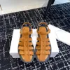 Top quality the tow sandals Flat shoes slides Genuine Leather Gladiator Suede sandals Luxury designer Beach shoes Vacation shoes Factory footwear With box