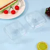Placas 50pcs copos de sobremesa plásticos com tampas 8 onças de caixa quadrada clara de caixa fechada de bolo selado para festa de pudim de cupcake