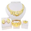 Gold Plated Woman Jewelry Set Luxurious Flower Necklace Earrings Elegant Woman Dinner and Wedding Bijoux Syhol 240411