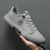 Casual Shoes Men's Flat Sneakers Spring Breathable Round Head Lace-up Lightweight Non-slip Canvas Sapatos Casuais Masculinos