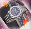 Populaire modeheren vol functionele horloges stopwatch auto date zakelijke klokklok Japan Quartz beweging diamanten Ring President Chain Bracelet Watch geschenken