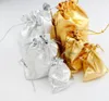 GASE SATIN SMEEDDRY BAGS JEYKTY 100PCSLOT Silvergold Plated Christmas Gift Påsar Bag 7x9cm 9x12cm 13x18cm1315653