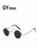 Gy Snail Gothic Round Sunglasses Men Small Vintage Brand Retro SEAMPUNK SUMEURS FEMMES OVAL ALLIAGE Men UV4001214456