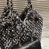 Piccella di pelle di pelle CF Designer Brse a tracolla di grande capacità Rimovibile Borsa intrecciata in bianco e nero Hardware argento Matelasse Borsa Shopping Shopping Borse di lusso 32x29 cm