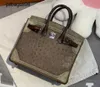 Women Brkns Handbag Genuine Leather 7A Handswen High ostrich skin tone color small 25CM handheld high-endJHTM