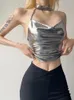 Silberne hängende Hals Sommerernte Tops für Frauen Kleidung Rückenless Y2K Accessoires ärmellose Ropa de Mujer Slim Sexy Streetwear 240407