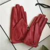100% Genuine Leather Gloves Female Winter Sheepskin Shinning Diamond Thicken Touch Screen Gloves Women Warm Driving Gloves