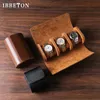 Ibbeton 3-Slot Watch Roll Case Case Portable Vintage Leather Watch Display Case Watch Box Организаторы Men Gift 240418