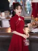 民族服中国の伝統的なチョンサムスリムドレス女性ウェディングブライドドレスエレガントなスタイルパーティーイブニングマリベスティド
