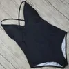 Kadın Mayo 2024 Seksi Tek Parçalı Mayo Kadın Kadın Katı Siyah Tanga Sırtsız Monokini Mayo Takım XL Bikini Seti