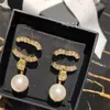 Gold Stup Earring Chanells Woman Designer Luxury Jewelry Women Classics C Logo Hoop Crystal Pearl Orecchini 864
