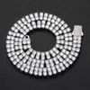 Ins Designer Brand S925 Silver Hip Hop Necklace for Men 5mm Rows Double Diamond Necklace Nip Hop Spring Clist