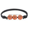 Hängen Basketboll Fotboll Rugby Baseball Tennis Charm Armband för män Kvinnor Handgjorda justerbara läderrep Boll Sport Wristb Dhnah