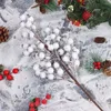 Dekorative Blumen 57 cm lange künstliche falsche Pflanze weiße Beeren -Picks Stiele Stiels Home Dekoration Accessoires DIY Crafts Weihnachtsdekoration
