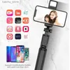 Selfie Monopods Roreta Foldbar Wireless Bluetooth Selfie Stick Phone Holder Dractable Multifunktionellt stativ med avlägsen slutare Selfie Light Y240418