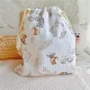 Bags 100% Natural Cotton Mommy Storage Bags Outdoor Baby Diaper Carrier Cute Sunshine Rainbow Printing Drawstring Pouches 27x25cm