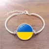 Bedelarmbanden Oekraïense vlag vrouw geweven lederen touw inpakken klassieke roestvrijstalen heren armband multi-layer sieraden geschenk