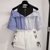 Dresses 2023 Summer Women Fashion Clothing Set Girls Student Trendy Striped Shirt Shorts Suit Lady Sexy Strapless Chiffon Tops Pants Set