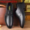 Casual Shoes Oxford Brown Black Dressing For Men Italian Designer Genuine Leather Formal Gents Wedding Footwear Business Flats