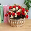 Decorative Flowers 12 Head Rose Artificial Fake Two Color With Stems Bouquet Family Wedding Christmas Party Decor