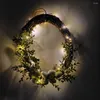 Decorative Flowers With Light String Easter Egg Wreath Fake Simulated Green Plant Rattan Shaped DIY Garland Front Door