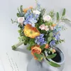 Wedding Flowers Bridal Bouquet Home Floral Business Event Orange Champagne gesimuleerde bloemenbundel handheld 591