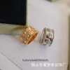 High End smycken ringar för VanCleff Womens Four Leaf Clover Kaleidoscope Ring 18K Rose Gold Full Sky smal och bred full diamantring original 1: 1 med riktig logotyp