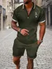 Мода лето мужские спортивные костюмы с коротким рукавом поло Sport Sport Sportswear Camouflage Clothing 2 штуки повседневная костюма уличная одежда 240416