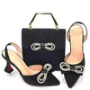 Dress Shoes Summer Italian Style Rhinestone High Heels And Bag Set Fahion Elegant Ladies For Party